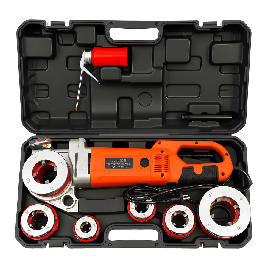 Elektrischer Rohreinfädler 2300 W Rohreinfädelmaschine mit 6 Matrizen für verzinkte Feuer- und Gasrohre, Orange - Bild 3