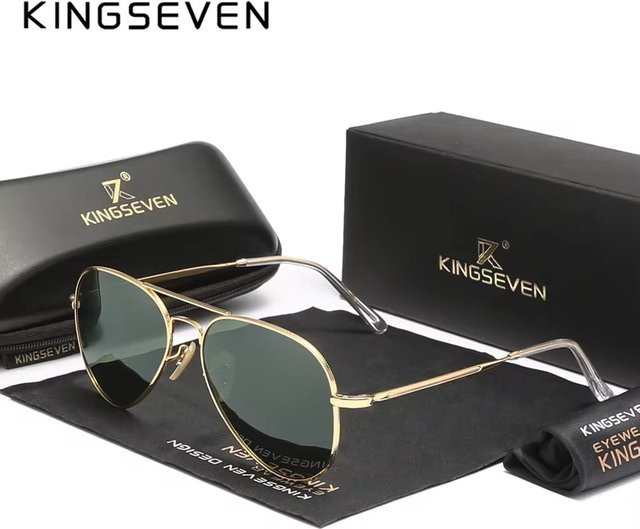 KINGSEVEN Sonnenbrille Aviator, Metall, Vollrand, Gold, Damen - Bild 1