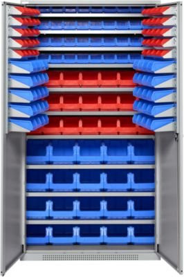 SSI Schäfer Genius Magazinschrank PROFI Serie mit Sichtlagerkästen, Farbe: Weißaluminium, B: 105,5 cm, T: 52,0 cm, H: 195,0 cm - Bild 1