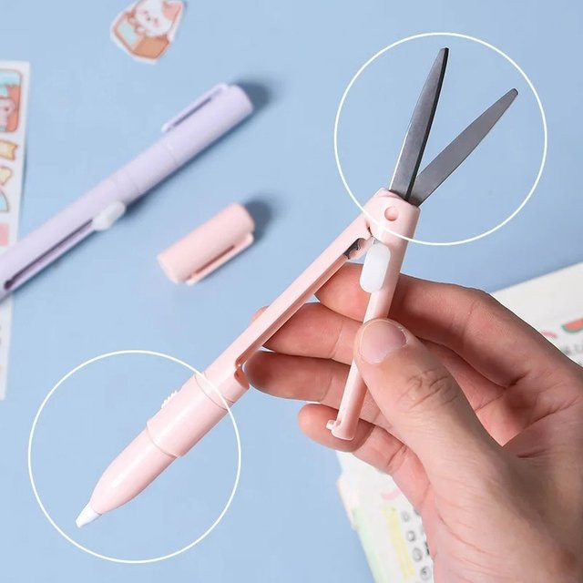 2-in-1 Mini-Klappschere und Keramik-Stiftschneider in Grün für Schule und Büro - Bild 1