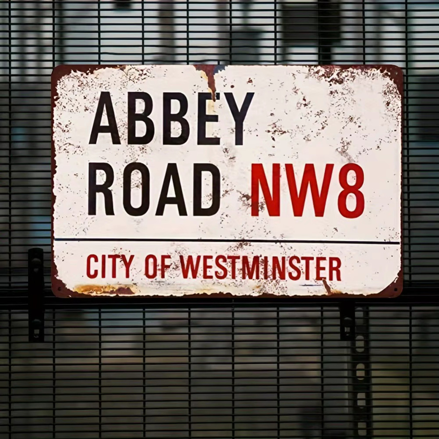 Potdemiel Vintage Abbey Road NW8 Metallschild aus Weißblech, Wandkunst für Bar und Café, Breite: 30,5 cm, Höhe: 40,6 cm - Bild 3