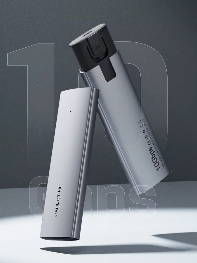 CABLETIME USB-C NVMe PCIe SSD-Gehäuse Gen2 10Gbps M.2 Adapter für NVMe PCIe NGFF SATA Festplatten - Bild 7