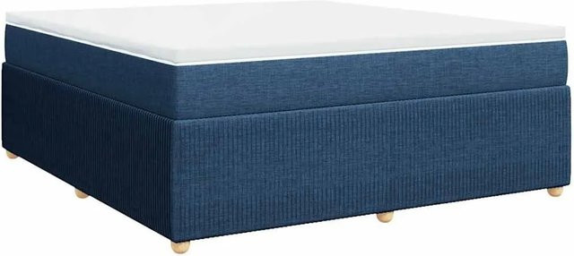 vidaXL Boxspringbett mit Matratze in Blau, Hybridbett mit Taschenfederkern aus Stoff und Kiefernholz, B/T: 180 x 200 cm - Bild 1