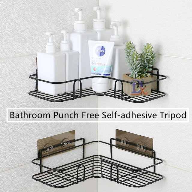 Kitchya Eckregal aus Schmiedeeisen in Weiß gebürstet für Badezimmer und Küche mit 2 Haken - Bild 1