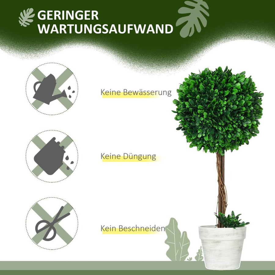 HOMCOM 2er-Set Künstliche Pflanzen Grün mit Blumentopf, B/T/H: 28 x 28 x 60 cm - Bild 4