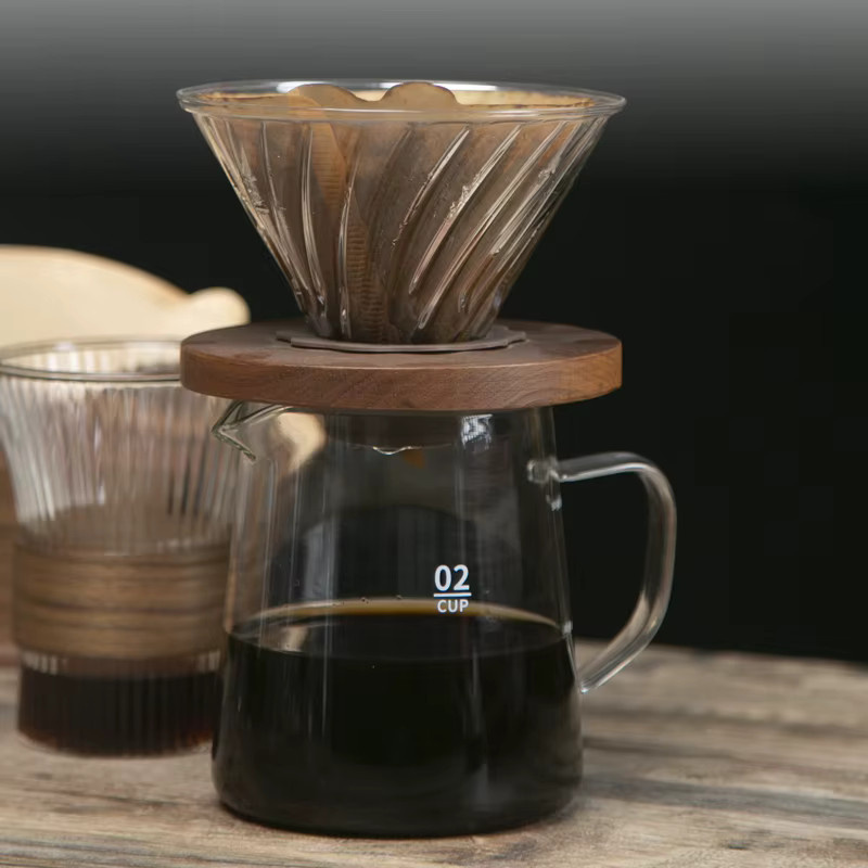 HAVMORE Glas-Tropfkaffeemaschine und Teekessel mit Holzdeckel in Transparent - Bild 3