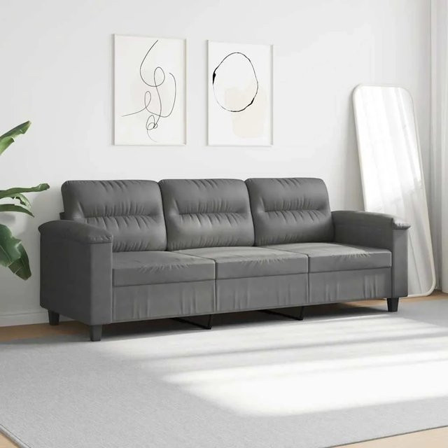 vidaXL 3-Sitzer-Sofa in Dunkelgrau aus Mikrofasergewebe mit Metallrahmen, Breite: 180 cm, Tiefe: 80 cm, Höhe: 77 cm - Bild 1