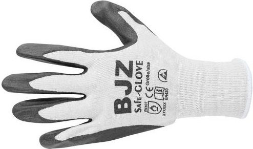 BJZ A-64484 ESD-Handschuh hitzebeständig in Weiß, Größe L, aus Polyamid und carbonisierten Fasern mit Nitrilbeschichtung - Bild 1