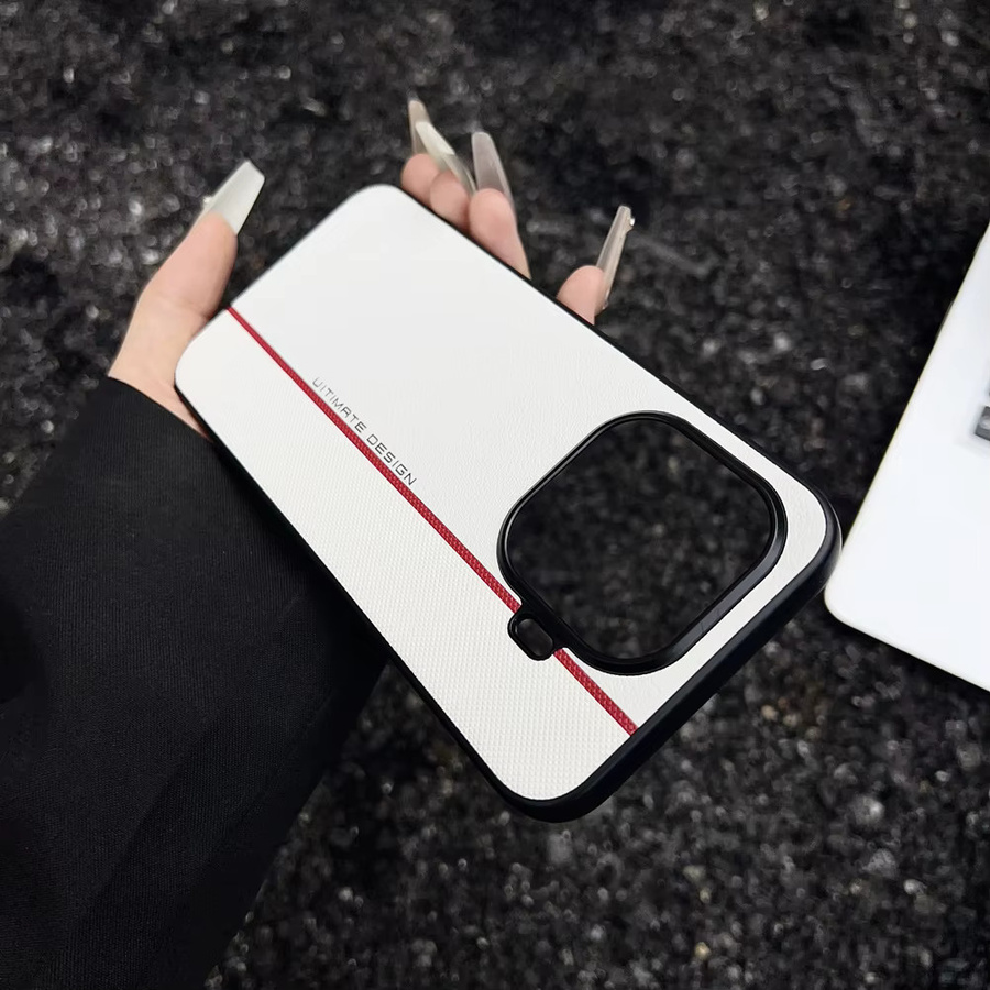Slim Skin Protect Hard Cover Lederhülle mit Litschi- und Rautenmuster für Xiaomi 15, 14 und 13 Ultra Pro in Grau - Bild 1