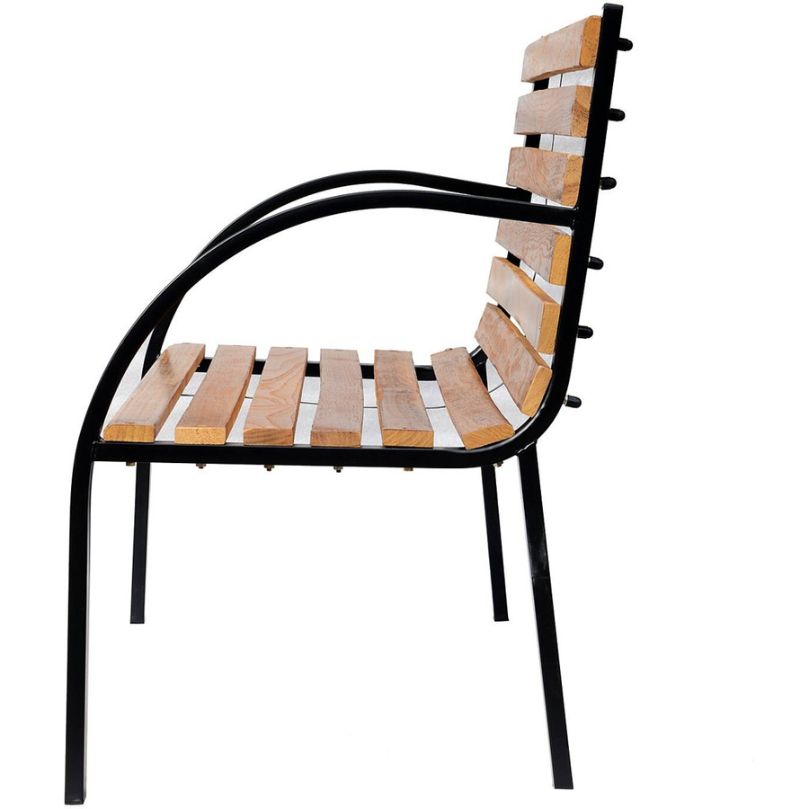 Outsunny Gartenbank 2-Sitzer aus Stahl und Kiefernholz in Braun, B: 122 cm, T: 60 cm, H: 83 cm - Bild 3