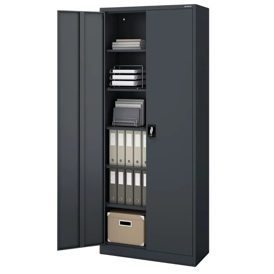 JAN NOWAK Metallschrank Anthrazit mit 6 Ebenen und Schloss für Büro und Werkstatt H: 220 cm, B: 90 cm, T: 40 cm - Bild 2