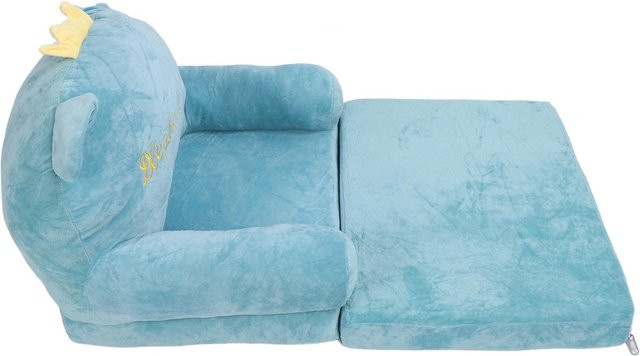 Aimo Faltbares Kindersofa 2 in 1 mit Elefanten-Stickmuster in Blau - Bild 1