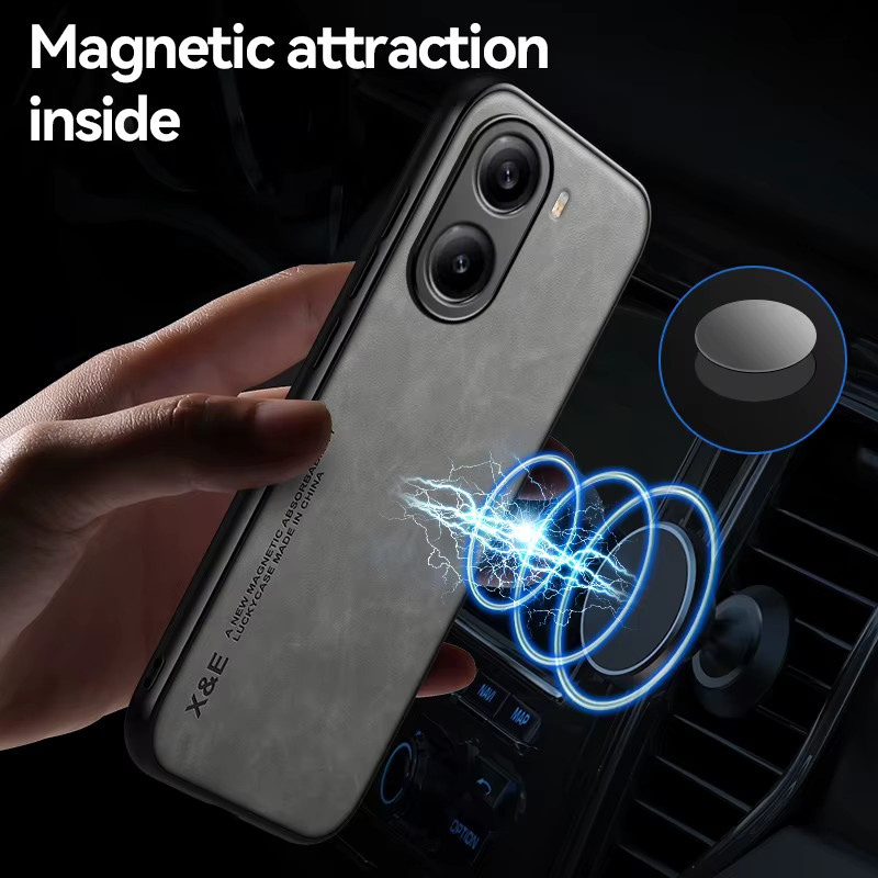 Stoßfeste Schutzhülle für Xiaomi Mi Poco X7 Pro 5G, Mi Poco X6 Pro und F6 Pro mit magnetischer Auto-Halterung in Grau - Bild 4