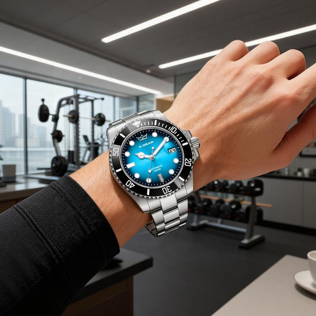 X-GEAR Armbanduhr Automatik, Edelstahl, Blau, Herren - Bild 1