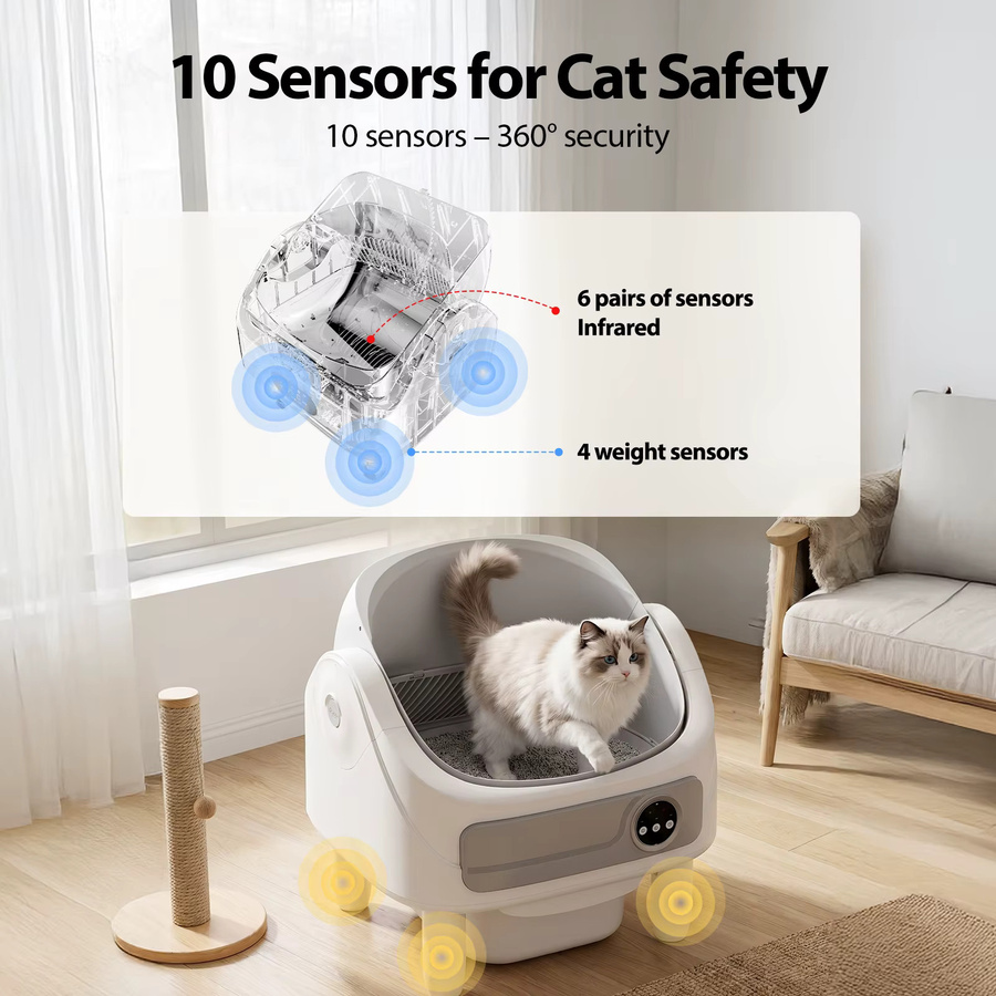 Patbrela Automatische Katzentoilette in Weiß mit App-Steuerung und Bio-Radar sowie 10 Sicherheitssensoren - Bild 3