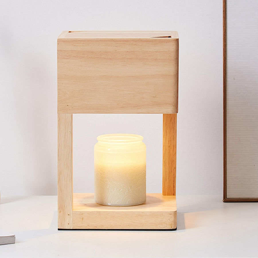 KONNWEI Kerzenwärmerlampe aus Holz in Braun mit Timer und dimmbarer Lichtfunktion für die Tischdekoration - Bild 1