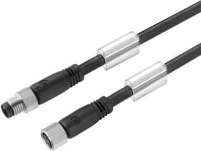 Weidmüller Sensor-Aktor-Steckverbinder M12 Stecker gerade mit Buchse gerade, 4 Polzahl, schwarz, Länge: 1,00 m - Bild 1