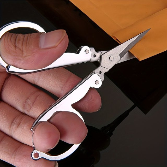 TWBEB Mini Klappschere aus Edelstahl in Silber für Reise, Nähen und Büro - Bild 1
