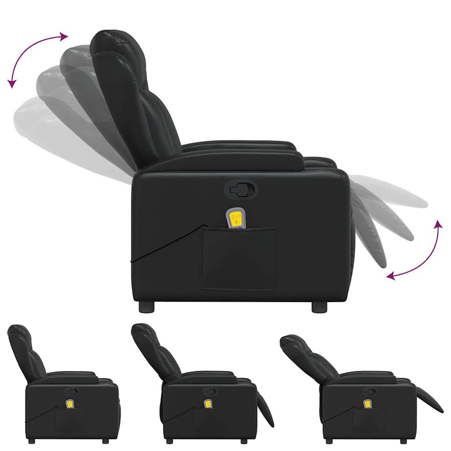 vidaXL Massagesessel mit Vibrationsfunktion und Liegefunktion in Schwarz aus Kunstleder - Bild 5