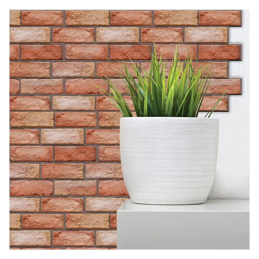 10 Stück selbstklebende 3D-Wandpaneele in Braun im Retro-Ziegel-Look, wasserdichte Wandtapete aus Kunststoff für Badezimmer und Kamindekoration - Bild 3
