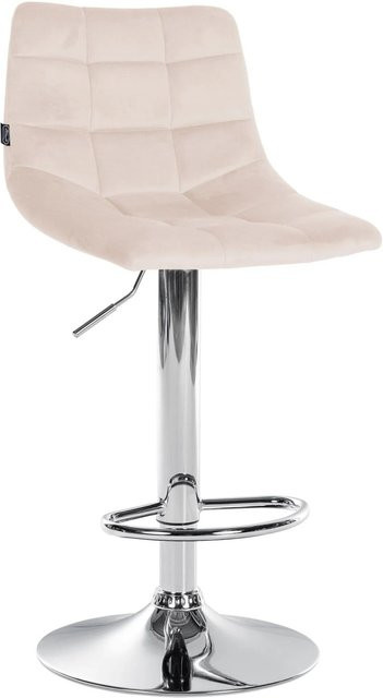 DELUKE Barhocker DUBAI Barstuhl mit Lehne aus Samt in Beige und Chrom-Gestell, B/T/H: 43,0 x 46,5 x 108,5 cm - Bild 1