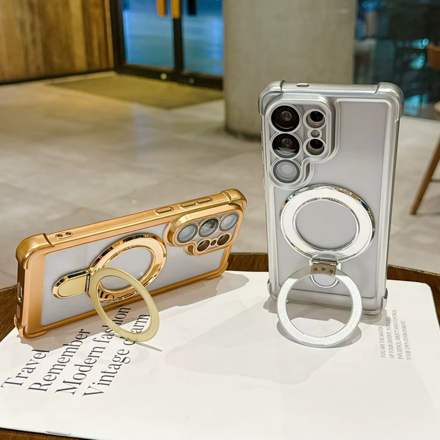 Matte MagSafe Schutzhülle für Samsung Galaxy S26 Ultra, S25 Plus, S24 FE und S23 mit galvanisiertem Ständer und Kameraschutzfolie in Blau oder Orange - Bild 2