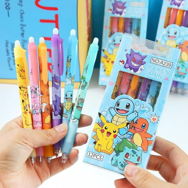 12 Stück Bandai Anime Cartoon Radierbare Tintenstifte mit blauer Tinte 0,5 mm für Schüler - Bild 1