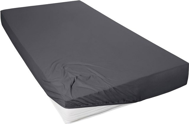 PRIMERA Mako-Feinjersey Spannbetttuch aus Baumwolle, Anthrazit, B: 90-100 cm, L: 200 cm - Bild 1