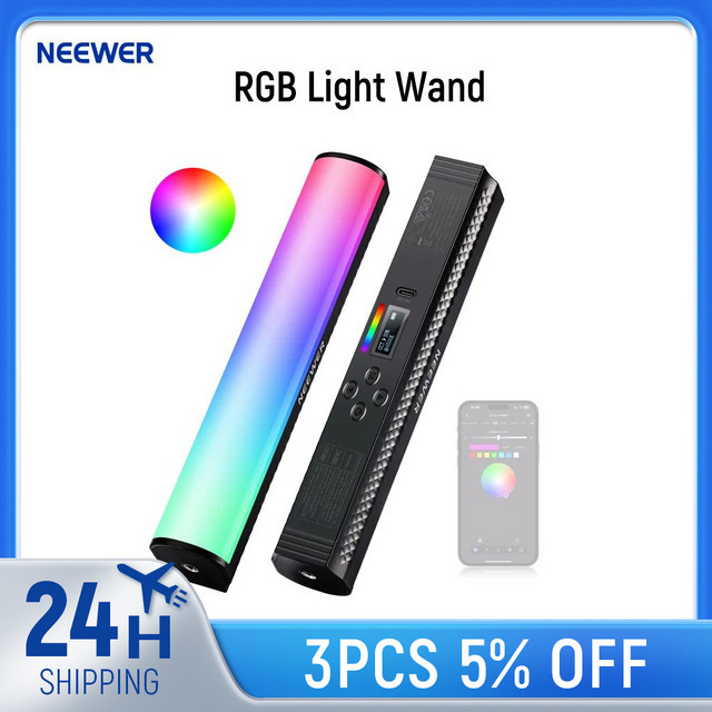 NEEWER RGB-Lichtstab mit APP-Steuerung, magnetische LED-Röhrenleuchte für Fotografie und Video, Farbtemperatur 2500 K bis 8500 K, Schwarz - Bild 1
