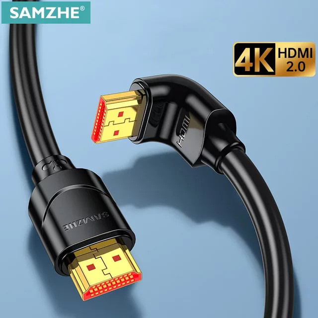 SAMZHE HDMI 2.0 Kabel mit 90/270 Grad Winkel, 4K@60Hz High Speed, HD 3D, 1080P und ARC, Schwarz - Bild 1