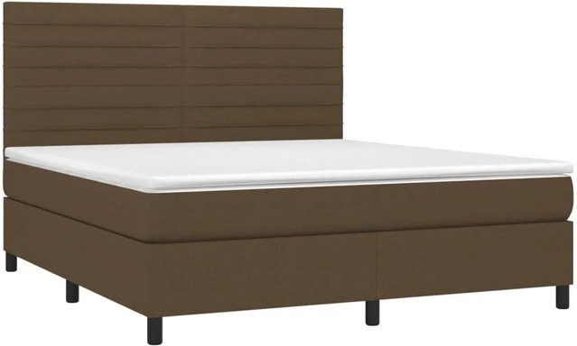 vidaXL Boxspringbett mit Matratze in Dunkelbraun, Hybridbett mit LED-Unterbettbeleuchtung und USB-Ladeport, B/T: 180 x 200 cm - Bild 1
