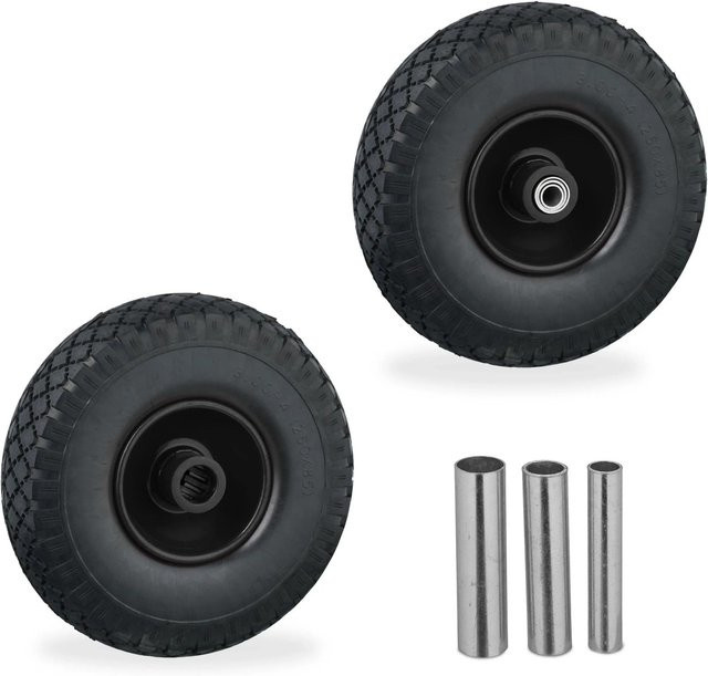 Relaxdays 2er Set Sackkarrenrad aus schwarzem Vollgummi, pannensicher, Durchmesser: 26 cm, Breite: 8,5 cm - Bild 1