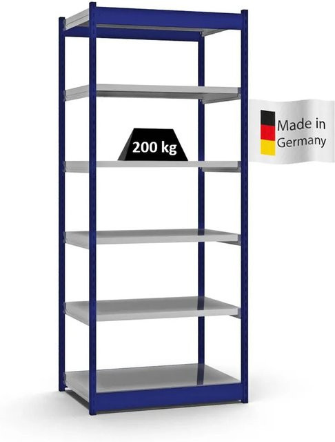 PROREGAL Fachbodenregal Stecksystem mit 6 Ebenen in Enzianblau, H x B x T: 250 x 102,5 x 60 cm - Bild 1