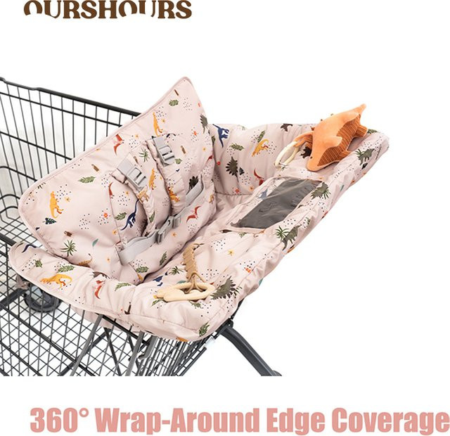 Baby-Einkaufswagen-Abdeckung und Hochstuhl-Abdeckung mit Sicherheitsgurt für Kleinkinder in Sand und Multicolour - Bild 1