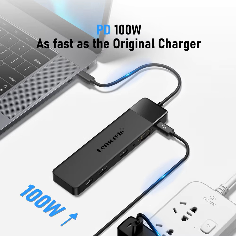 Lemorele 13-in-1 USB-C Dockingstation mit 4K UHD HDMI, Ethernet/LAN und PD100W für Laptop, Macbook Pro und Air - Bild 3