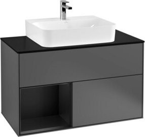 V&B Waschtischunterschrank Finion 100 in Anthrazit lackiert mit Rechtsöffnung, Breite: 100 cm, Tiefe: 50,1 cm, Höhe: 50,1 cm - Bild 1