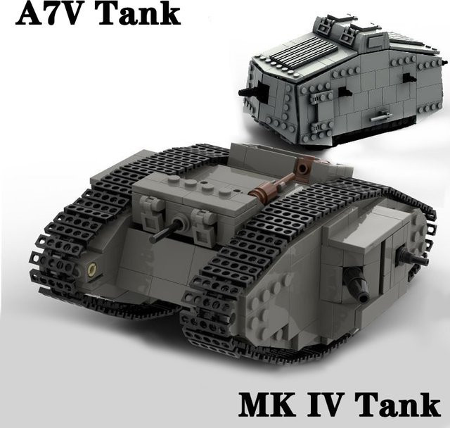 CyunSing A7V Kampfpanzer MK IV Soldatenfahrzeug Bausteine Militär Armee - Bild 1