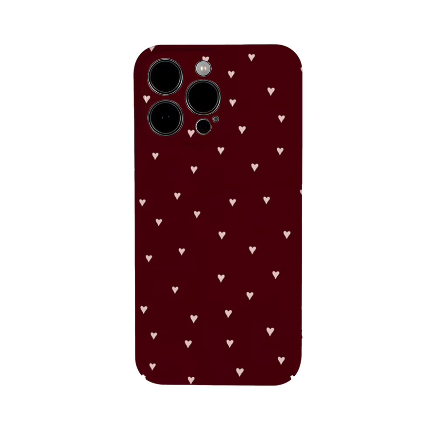 Potdemiel Handyhülle Burgundy Hearts für iPhone 17 16 15 14 13 HD Hard Single Layer Tough Case in Rot - Bild 5