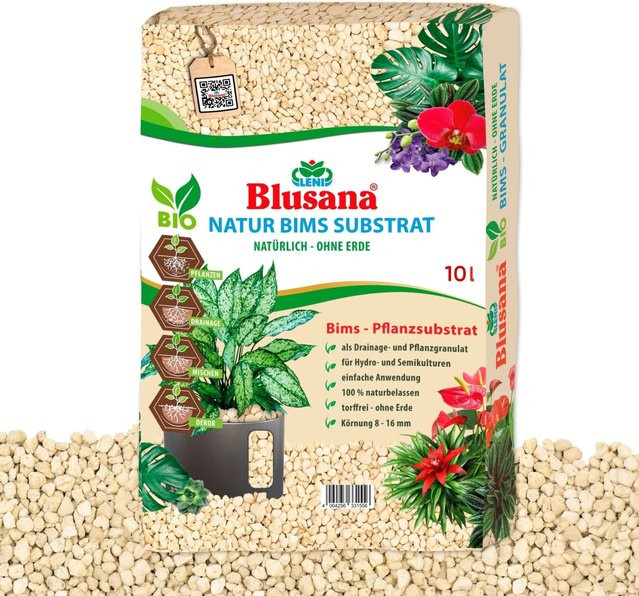 Blusana Bims Pflanzsubstrat mineralisches Vulkangestein beige Körnung 8-16 mm 10 kg - Bild 1