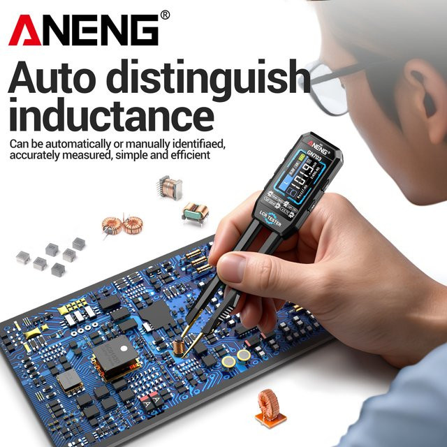 ANENG GN703 Digitales LCR-Bridgemeter in Schwarz: Tragbares USB-aufladbares Messgerät mit Diodentester für die Elektronik-Reparatur (100Hz, 1KHz, 10KHz) - Bild 1