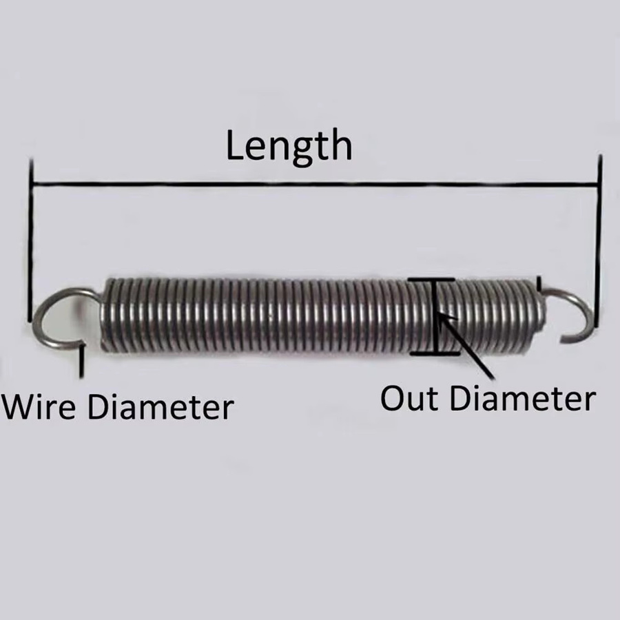 Hongtu Dehnungsfeder mit offenem Haken, Drahtdurchmesser 2,5 mm, Außendurchmesser 14 mm bis 22 mm, Länge 50 mm bis 300 mm - Bild 4