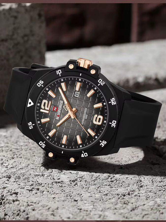 NAVIFORCE Armbanduhr, Quarz, Silikonarmband, Schwarz, Herren - Bild 5