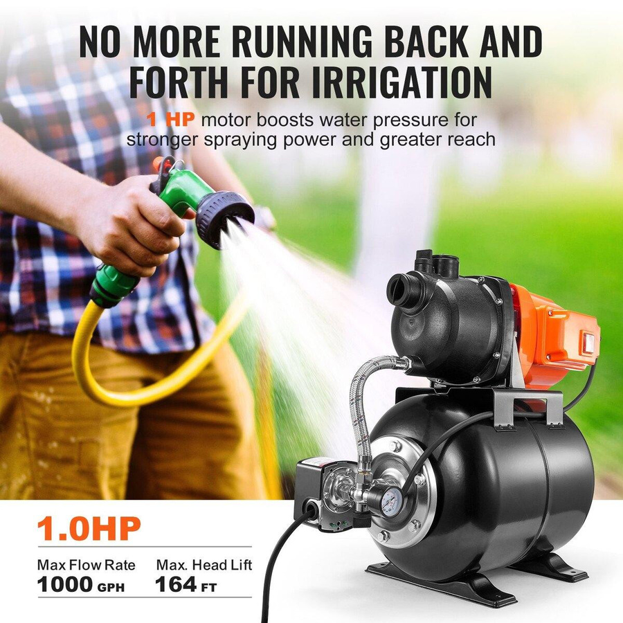 Buying Solutions MB 1 PS Flachbrunnenpumpe mit Druckbehälter und 1000 GPH Bewässerungs-Boosterpumpe - Bild 5