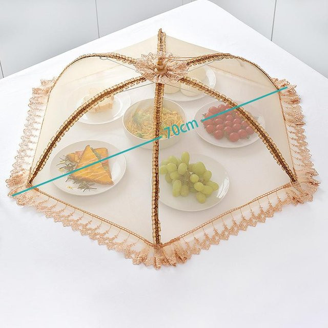 Yaye Esszimmerabdeckung beige, atmungsaktive und faltbare Lebensmittelabdeckung, staubdicht und insektensicher, B/T/H: 70 x 70 x 1 cm - Bild 1