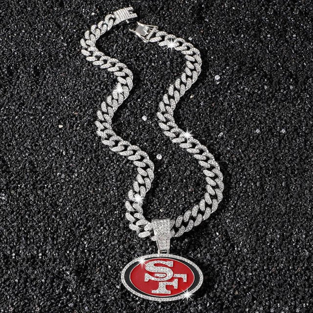 Junlu Halskette, San Francisco 49ers Anhänger, Legierung, Silber, Strass, 50 cm, Unisex - Bild 1