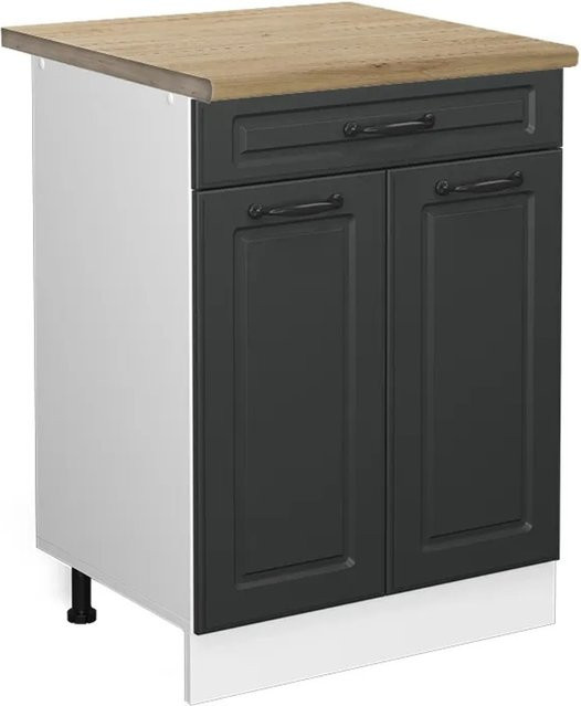 Vicco Küchenunterschrank R-Line in Anthrazit und Weiß im Landhausstil mit Schubladen und Türen, Eiche, B: 60 cm, H: 81,6 cm, T: 60 cm - Bild 1
