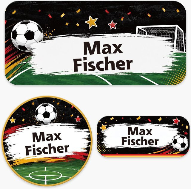 140 Stück Personalisierte Fußball-Namensetiketten Aufkleber von Binchi Outdoor Product, Wasserdichte Individuelle Namensschilder in Multicolour für Flaschen, Brotdosen und Sportausrüstung - Bild 1