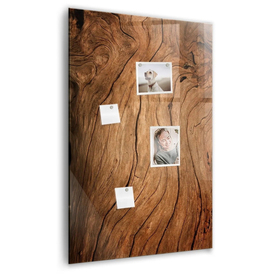 Tulup Beschreibbare Glasmagnettafel in Weiß und Altes Holz, B/H: 60 x 90 cm - Bild 2