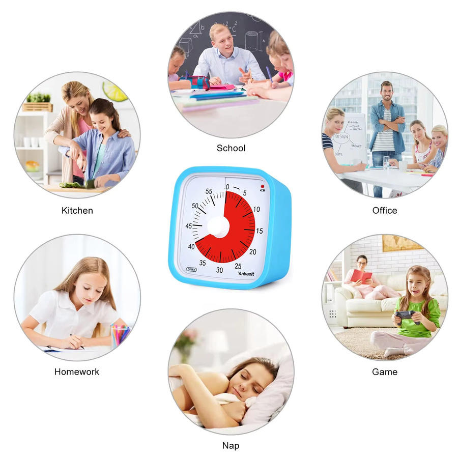Yunbaoit VT01 Visual Timer mit Schutzhülle, leiser 60-Minuten-Countdown-Timer für Kinder, Blau - Bild 2