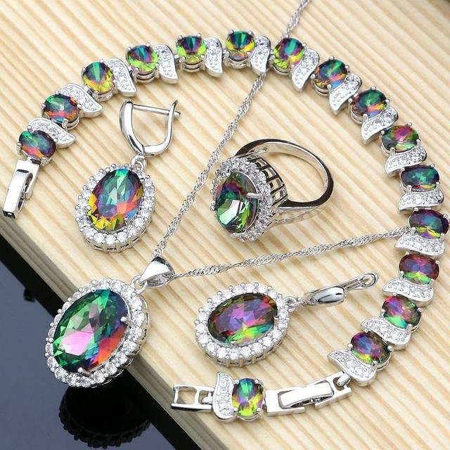 POMOiii Schmuck-Set, 925 Silber, Amethyst, Zirkonia, Damen, Bunt - Bild 1